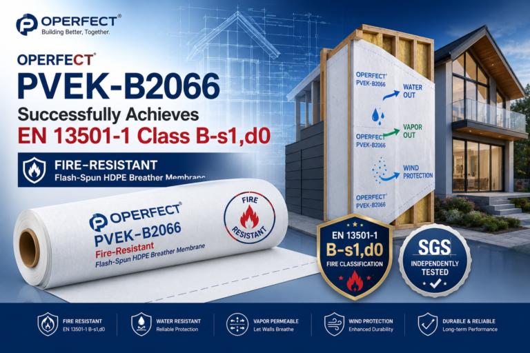 OPERFECT PVEK™ B2066 Successfully Achieves EN 13501-1 B-s1,d0 Fire Classification